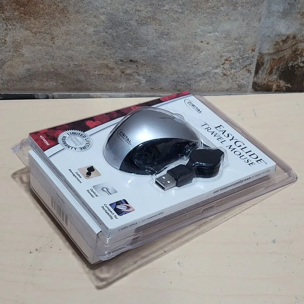 Digital Innovations EasyGlide Wireless Travel Mouse Silver Black 3 Button